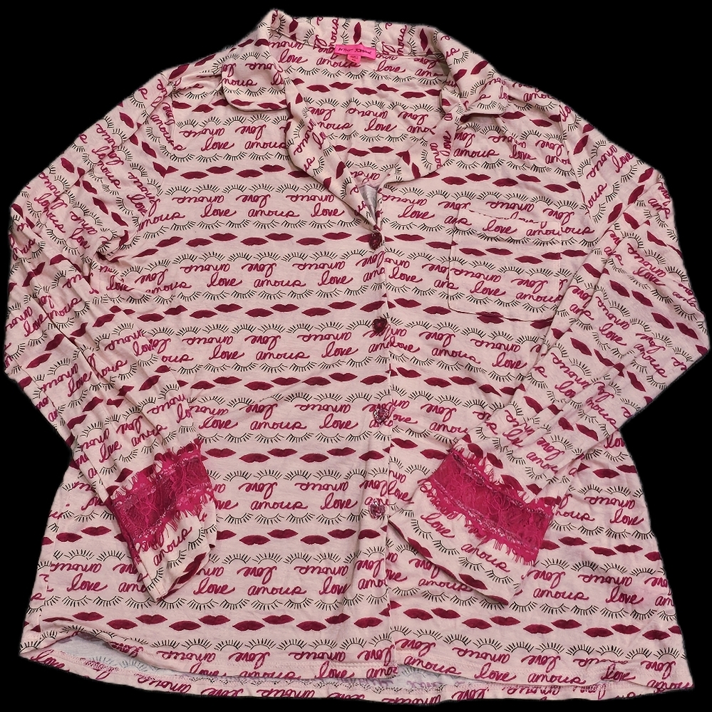VINTAGE Betsey Johnson Pink Lip Print Top